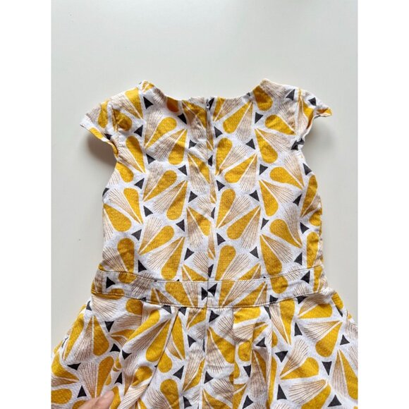 Girl's OKAIDI Yellow Grey Abstract Heart Print Cotton Fit & Flare Dress, Size 4 - Picture 6 of 13